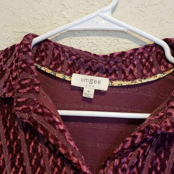 Umgee Texture Curved Hem Button Down Shirt Dress Size M Purple - Picture 3 of 7